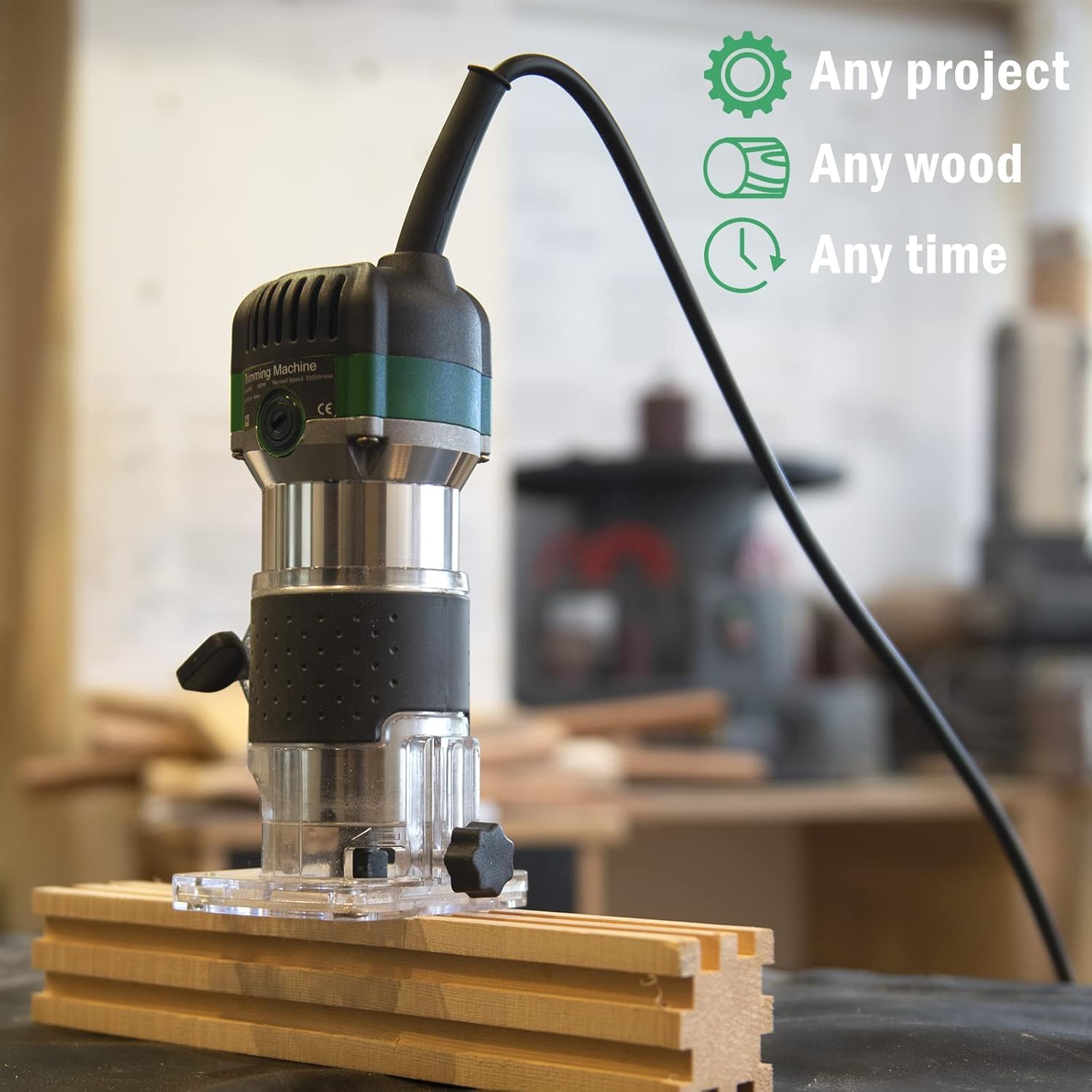 MeiMeiDa 800W Compact Wood Router Tool, Portable Handheld Palm Router Woodworking,Electric Trimmer Wood Router With 15pcs Router Bits,Wood Laminate