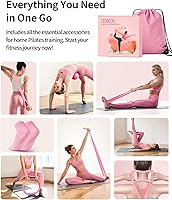 Vista 2 de Home Kit de pilates para mujer, juego de equipo esencial de pilates con anillo de pilates de 14 pulgadas y mini bola, 5 bandas de resistencia y Rosa