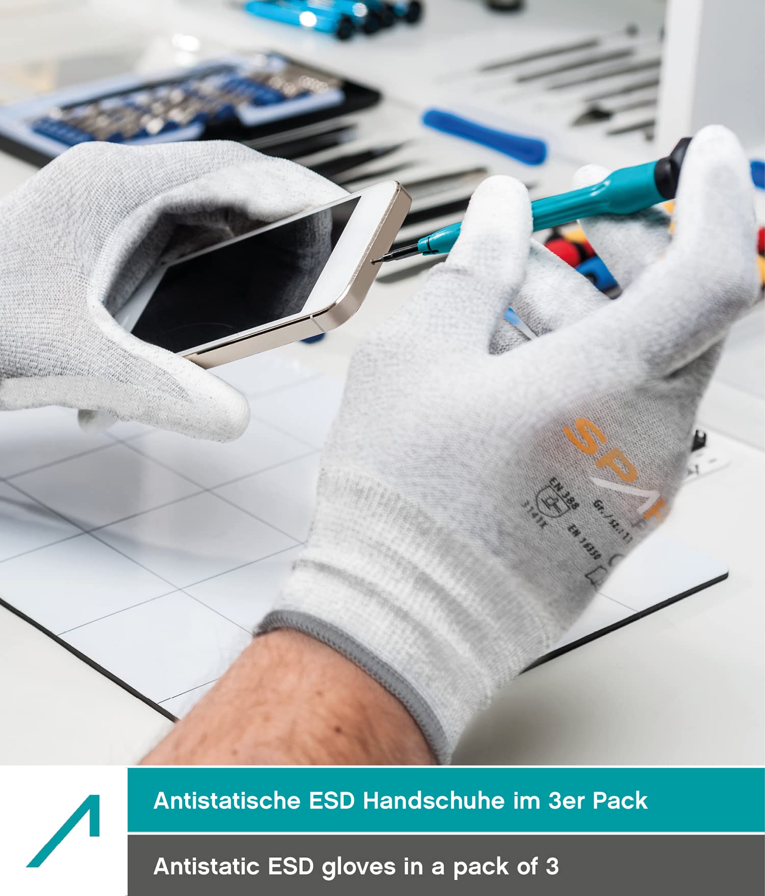ACE Spark Pro Work glove - 3 works of anti-static protective work gloves - EN 388/16350-10/XL (Pack of 3) - Image 2
