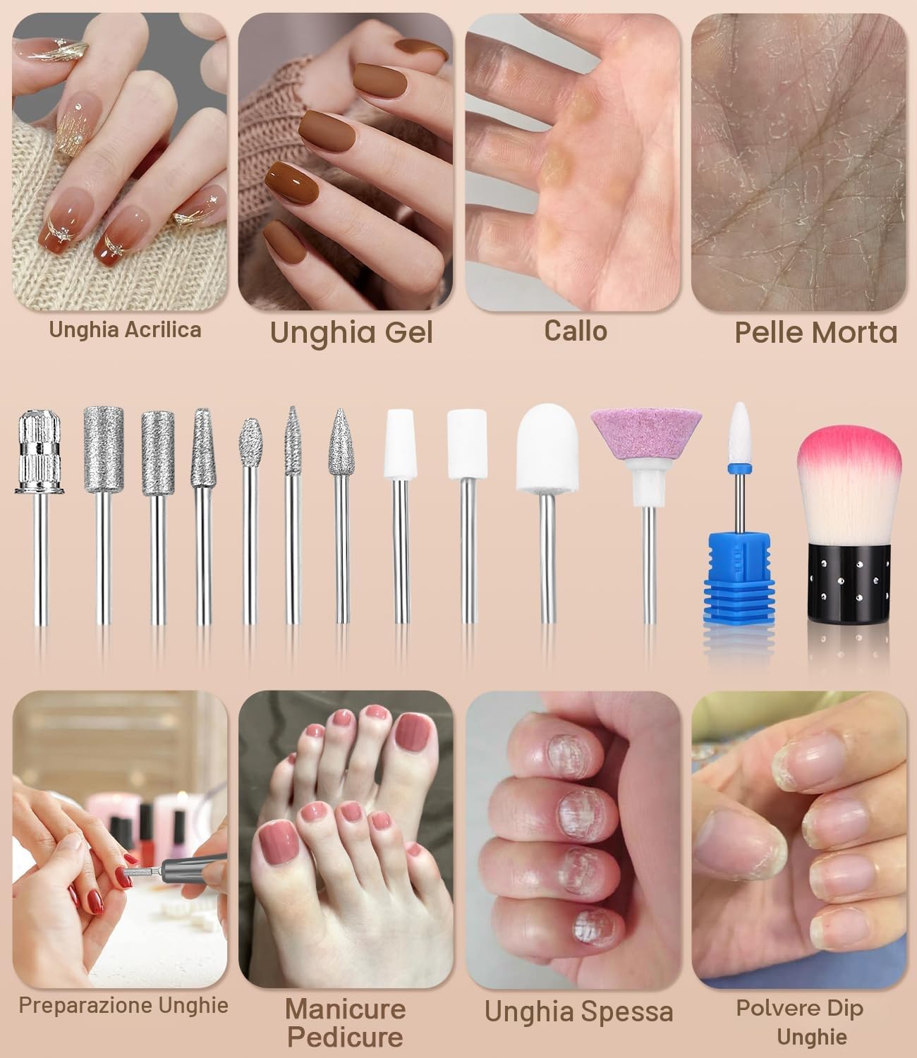 45,000RPM Fresa per Unghie Professionale, Lima Elettrica per Unghie, Touchscreen, con Punta in Ceramica Kit Unghie, Salone Manicure Set e Pedicure Elettrico per Semipermanente Gel