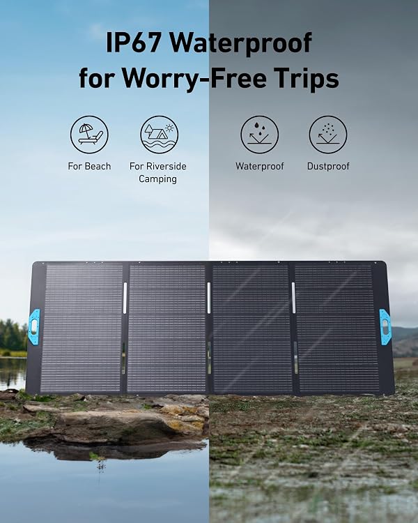 Anker SOLIX PS400 Solar Panel with Adjustable Kickstand, 400W Foldable Portable Solar Charger, IP67 Waterproof, Smart Sunlight Alignment, for Camping, RVs, and Blackouts by Anker - Image 4