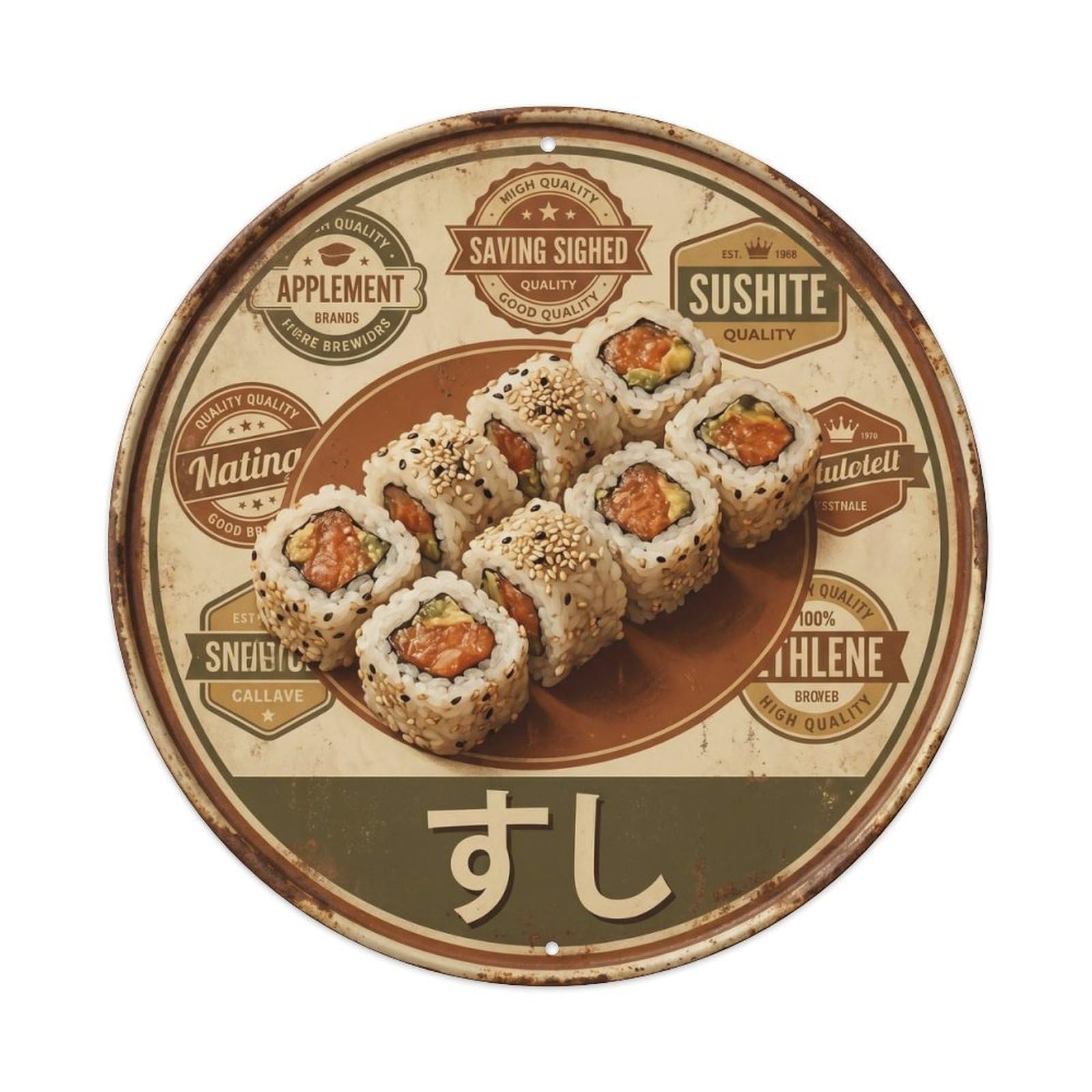Cxhjca 8X8inch(20X20cm) Japanese Sushi Bar Classic Diner Nigiri Maki Cuisine Metal Tin Sign