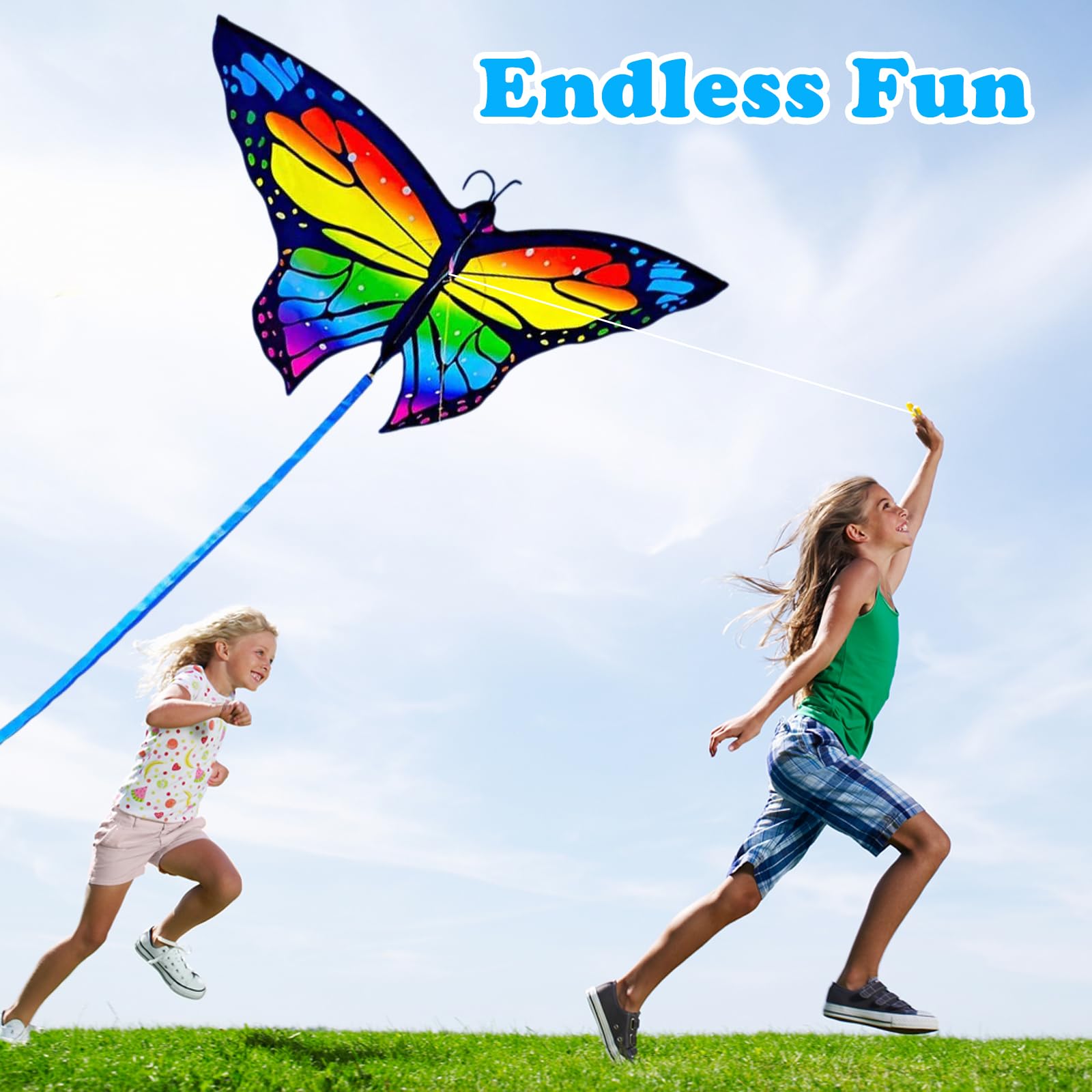 Butterfly Kites for Adults Colorful Beach Kite with Long Tail Easy to Fly, Single Line Kites with Winding Handle - Image 4
