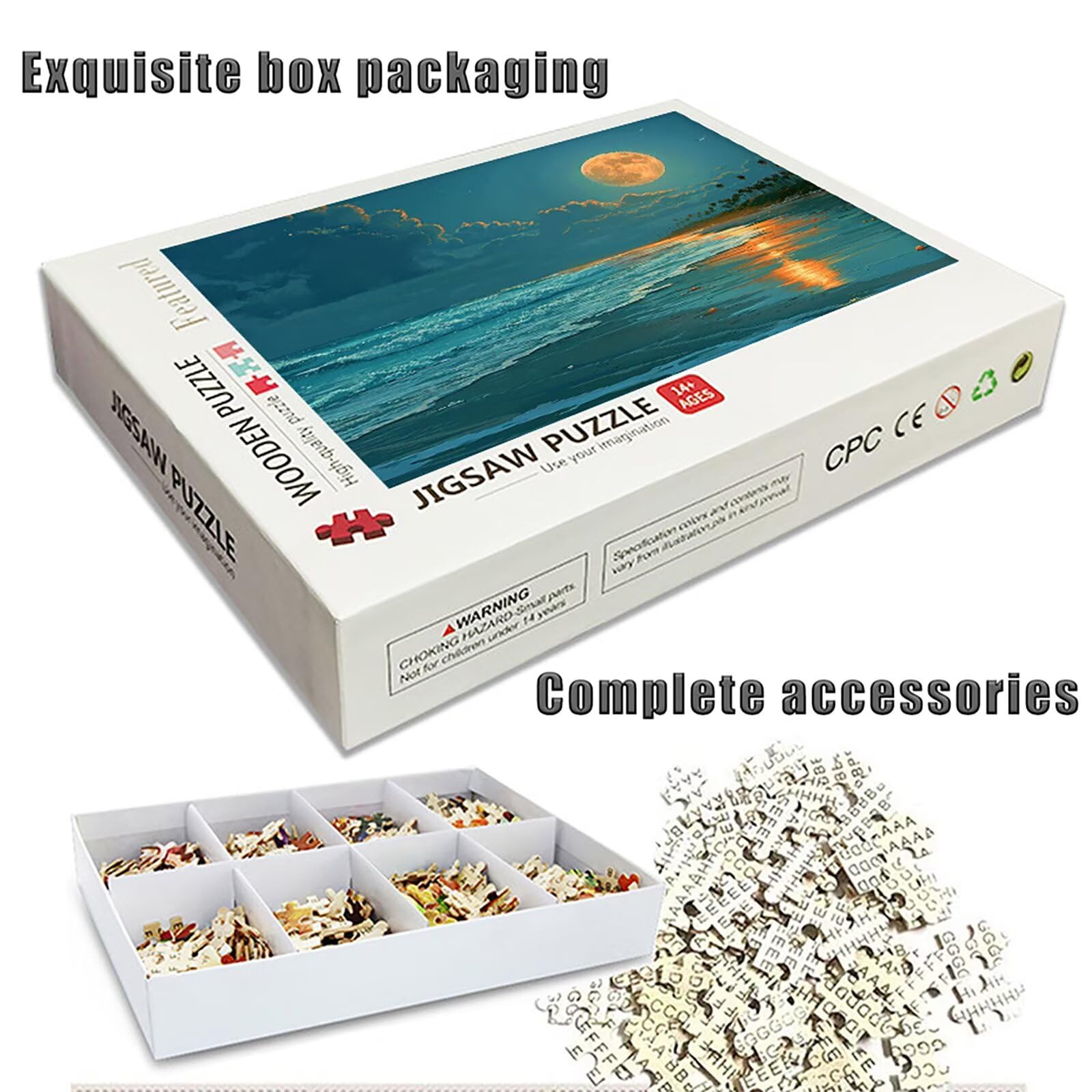 Puzzle Arte con Scatola Vista Mare, Tramonto Puzzle Legno 6000 Pezzi Adulti 179x105cm, DIY Classici Gioco, Attività di Intrattenimento ad Alta Difficoltà, Jigsaw Per Tutta La Famiglia, Regalo, L-3284