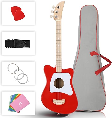 Ktaxon Guitarra acústica de 3 cuerdas para niños de 23 pulgadas, con tarjetas de acorde y marcas de posición de traste, diseño de tono bajo y cuello