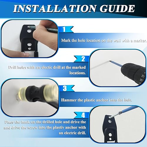 Miniatura 4 de OHIYO Ganchos de garaje resistentes para almacenamiento de garaje, ganchos de almacenamiento para montaje en pared, organizador de herramientas de