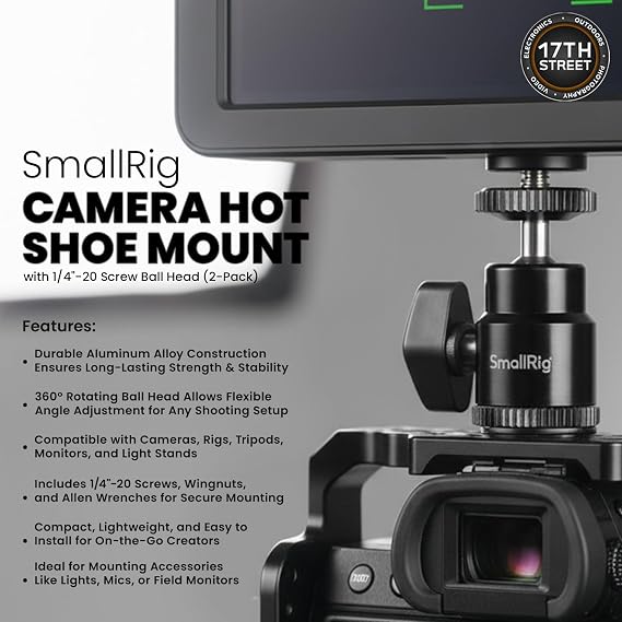 Atomos Ninja TX GO 5 Camera Monitor Recorder HDMI CFexpress Wi-Fi HDR Kit | Bundle Includes with Universal Power Kit, 2pack aluminum alloy 1/4 hot shoe mounts for versatile Advanced camera rig setups
