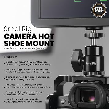 Atomos Ninja TX GO 5 Camera Monitor Recorder HDMI CFexpress Wi-Fi HDR Kit | Bundle Includes with Universal Power Kit, 2pack aluminum alloy 1/4 hot shoe mounts for versatile Advanced camera rig setups