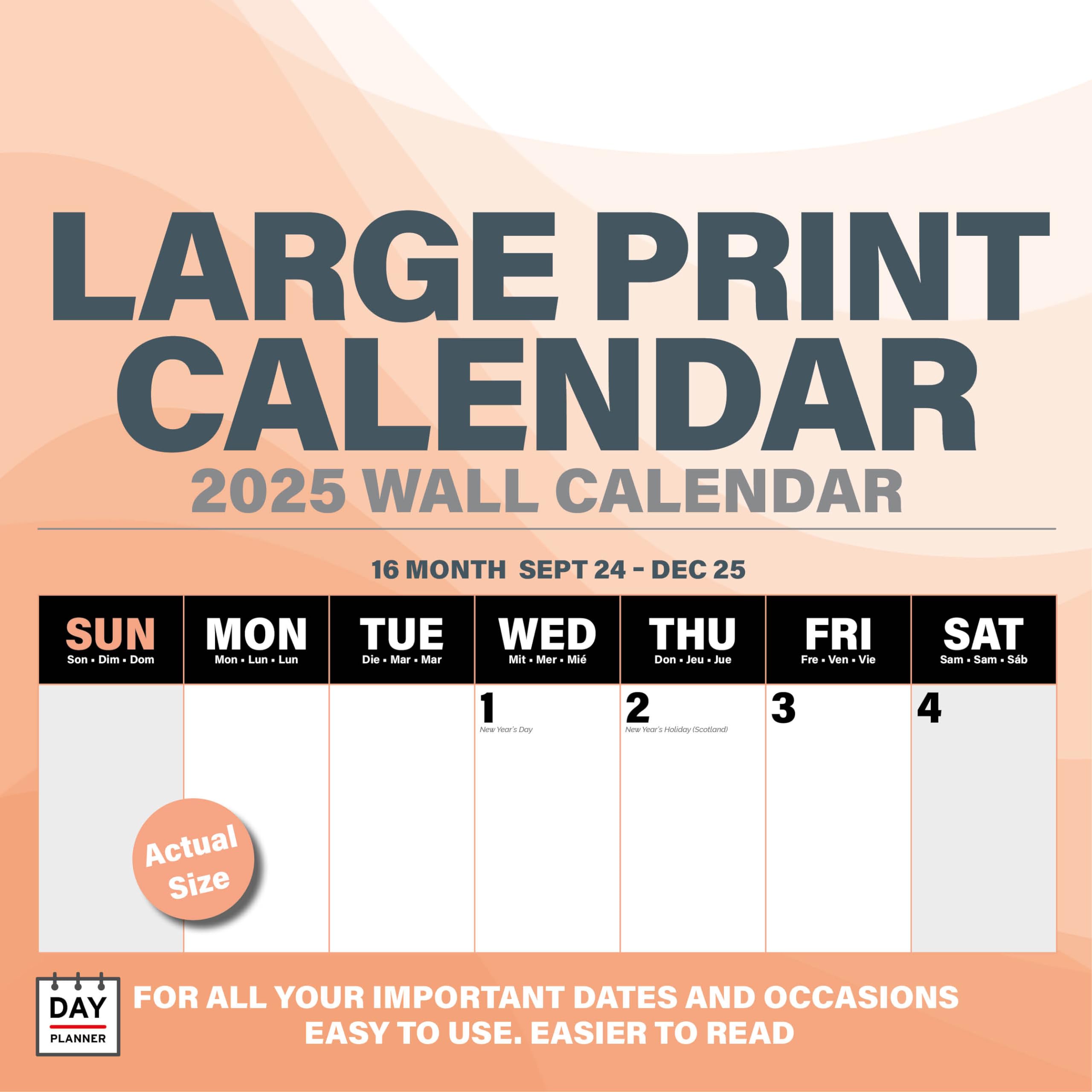 Dayplanner Publishing Large Print Grid Calendar 2026, Large Square Wall 16 Month, Large Print Grid Gift Calendar - Image 4