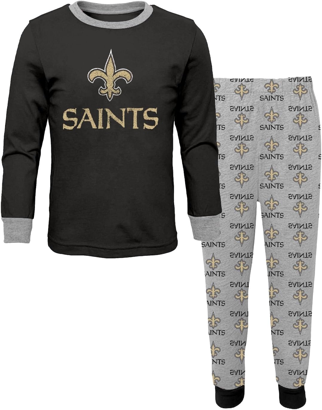 NFL Kids Youth Boys 4-18 Officially Licensed Faded Primary Logo Wordmark Long Sleeve Shirt and Pants Pajama Set