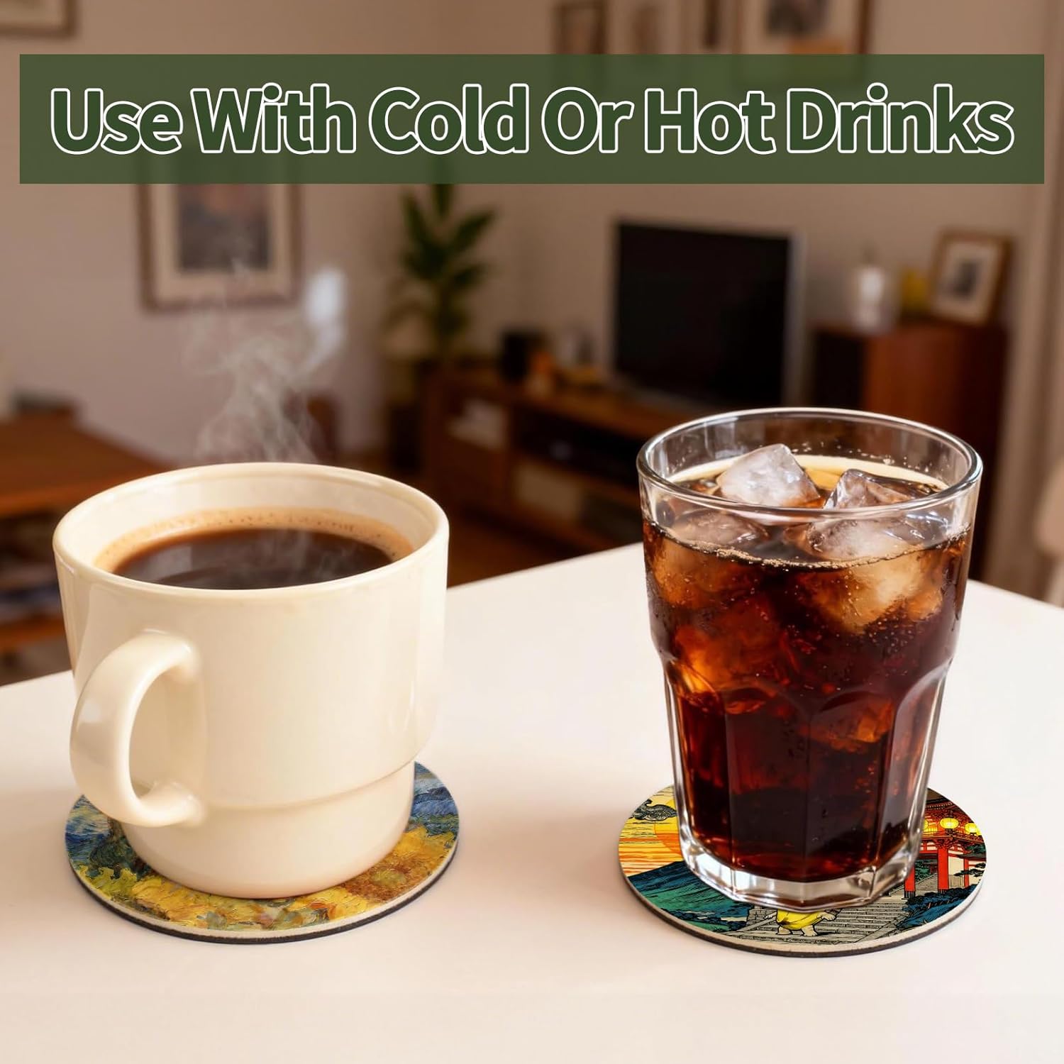 TBWHL Funny Coasters Set of 6, Absorbent Drink Coasters with Cat Meme Design, Non Slip Coasters for Coffee Table, Housewarming Gifts New Home, Dining Room Decor, Living Room Accessories - Image 9