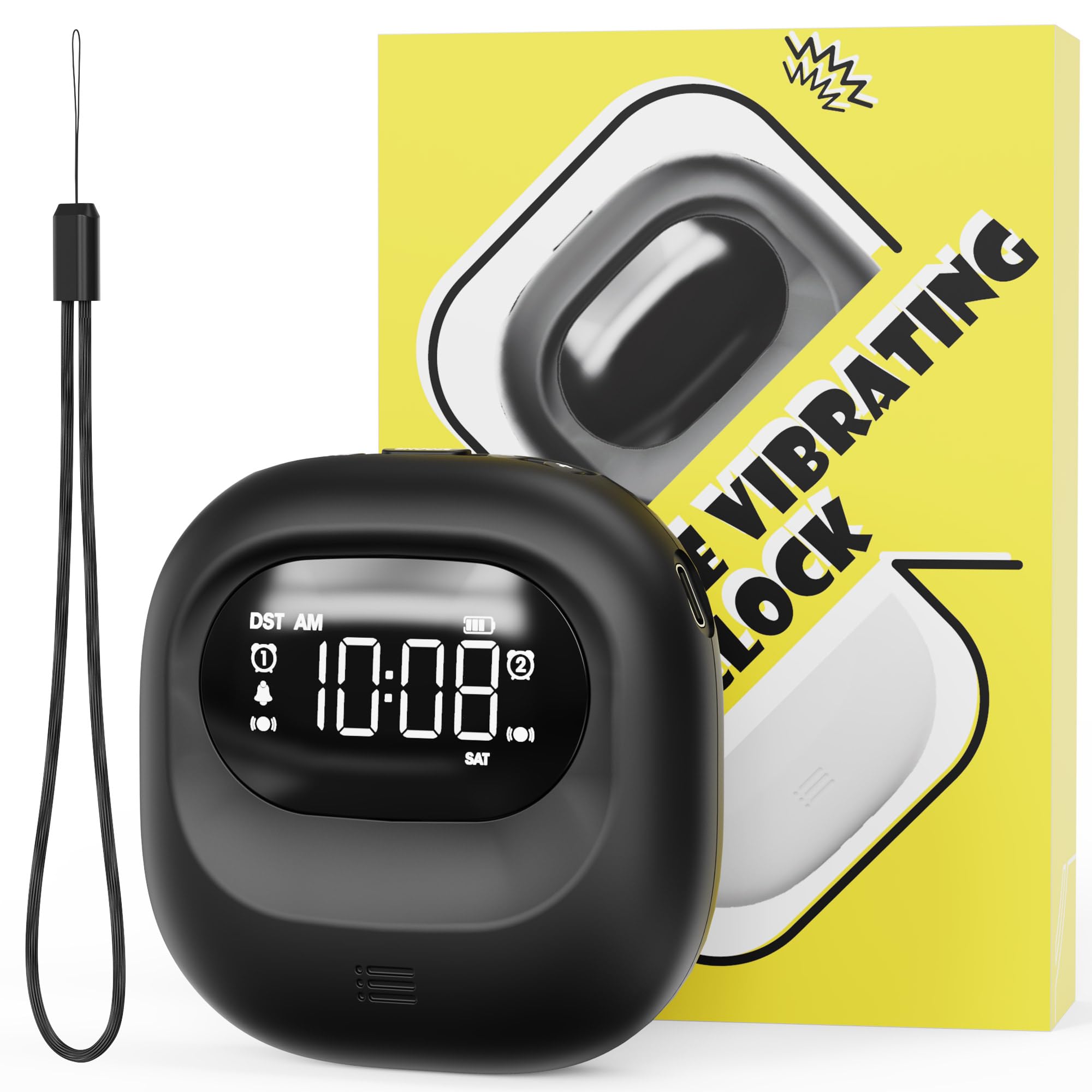 ROCAM Alarm Clock for Heavy Sleepers with Powerful Bed Shaker, Vibrating alarm clock for deaf people with 3000mAH Rechargeable Battery and Type-C Charging Port, Dual Alarm, 3 Wake-up Modes