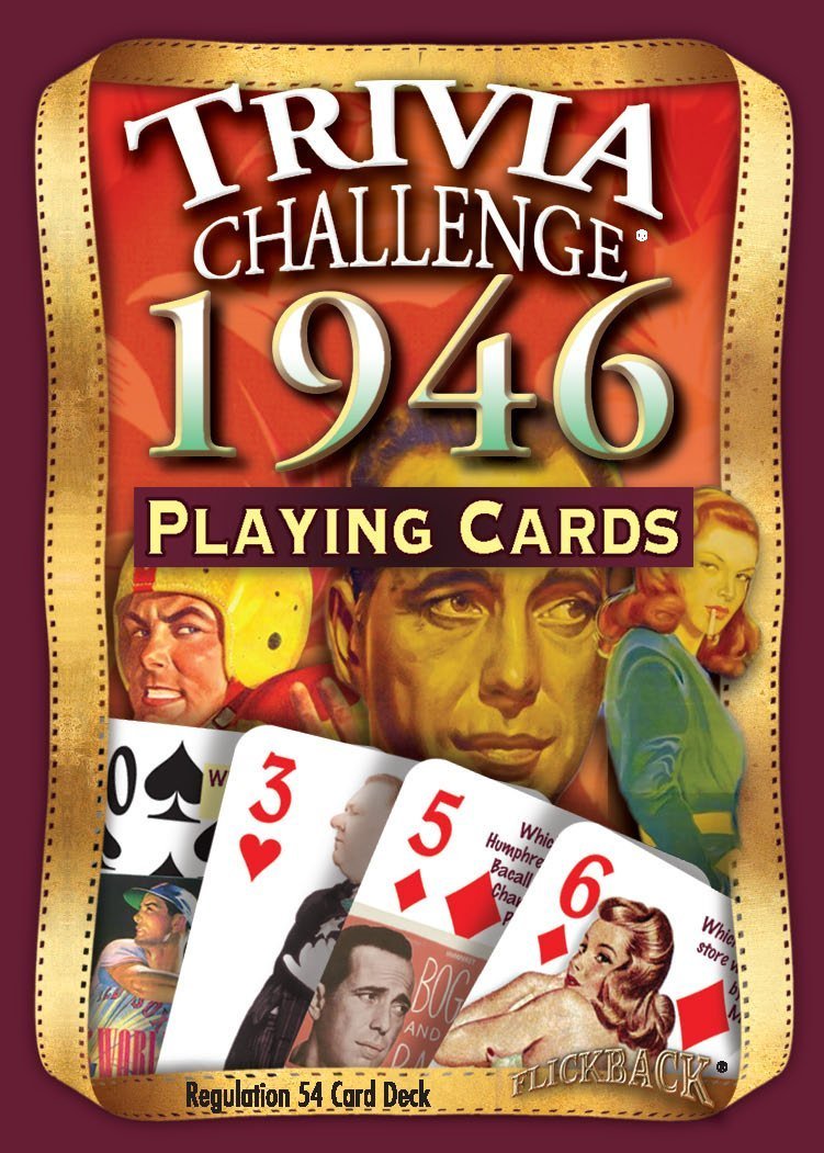 Flickback 1946 Trivia Playing Cards – 52 Card Deck With Year-Specific Questions, Includes Answer Key