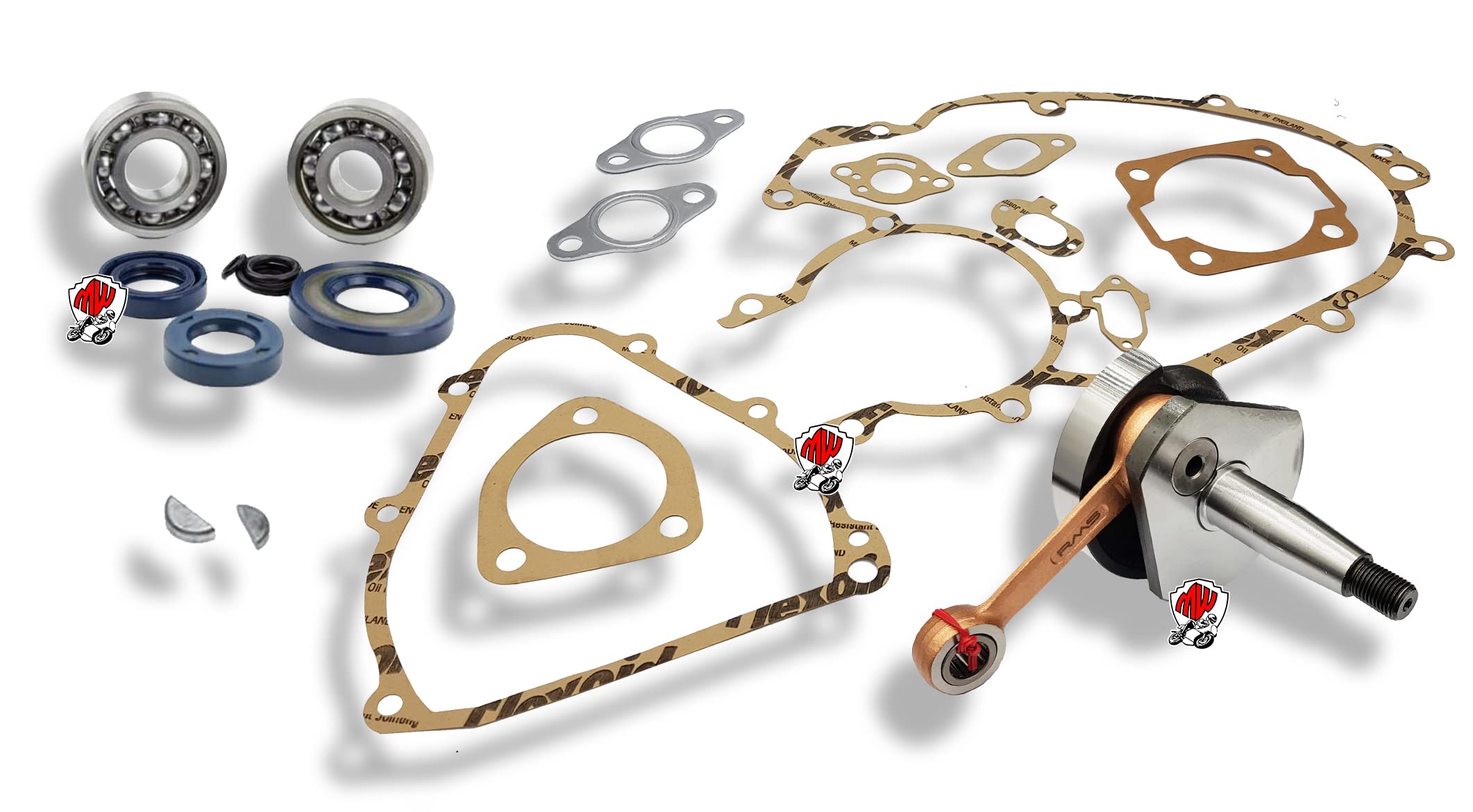 KIT REVISIONE ALBERO MOTORE GUARNIZIONI CUSCINETTI PARAOLI VESPA HP PK XL CONO 20