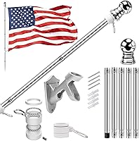 ZNNOPAX 5FT Rust-Resistant Stainless Steel American Flag Pole Kit with 3x5ft Flag, Adjustable Bracket & 360° Tangle-Free Rings for Outdoor Display
