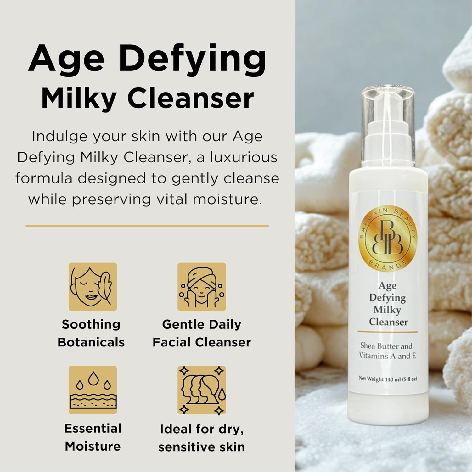 Age Defying Milky Cleanser with Shea Butter and Vitamins A and E - 5 Fl Oz - Image 3