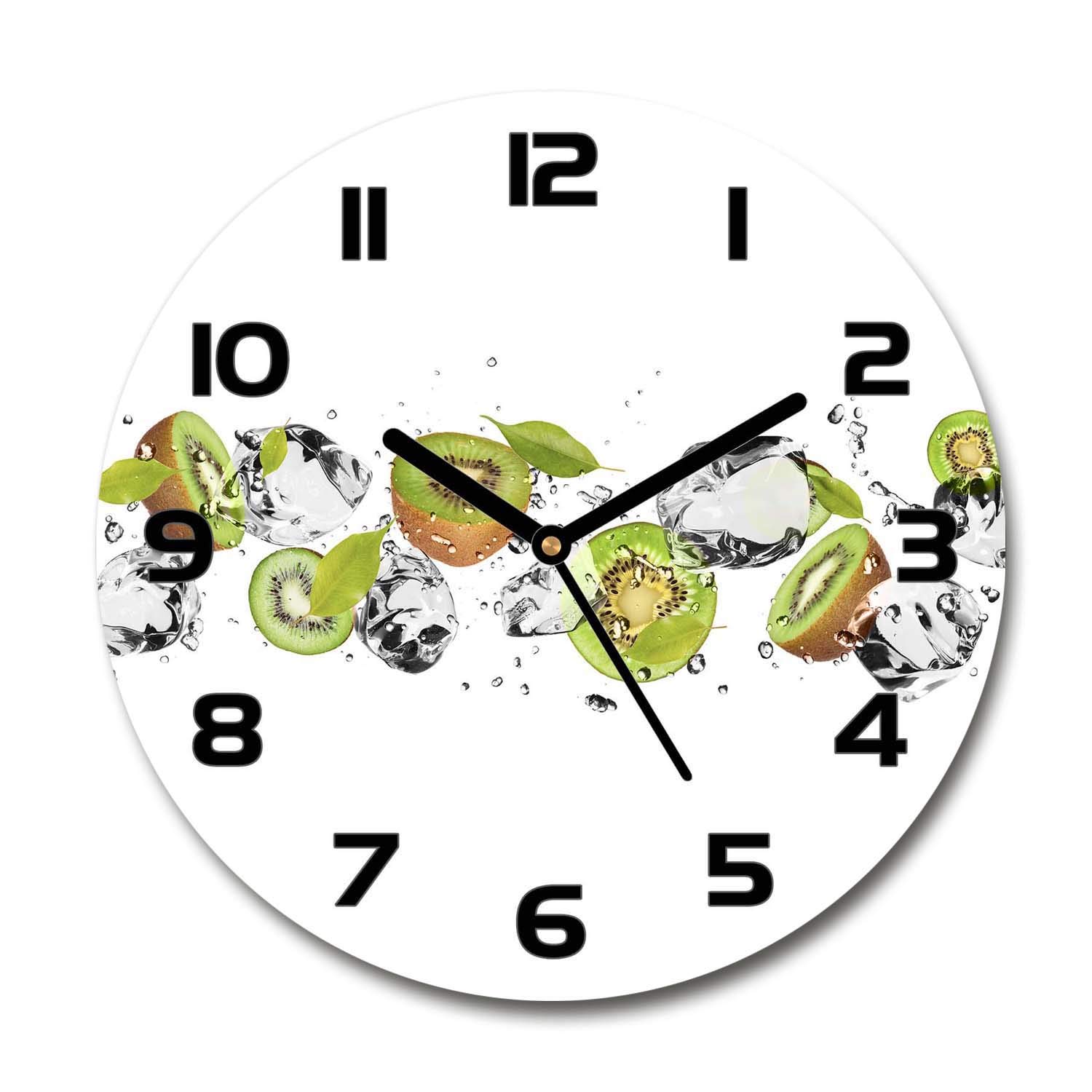 Horloge en verre salon Tulup decoration murale cuisine fraicheur Kiwi et Eau pour votre maison