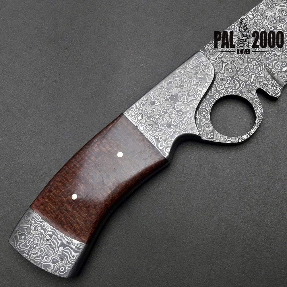 PAL 2000 KNIVES Handmade Damascus Steel 13 Inches Bowie Knife - Micarta Handle with Damascus Steel Bolsters 1094