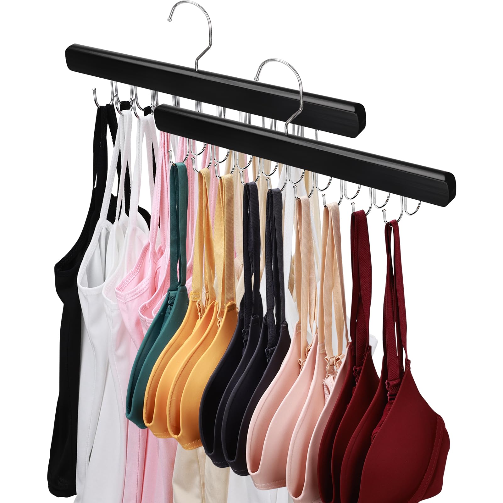 NECAMOCU 2 Pack Bra Hangers for Closet Organizer, Black