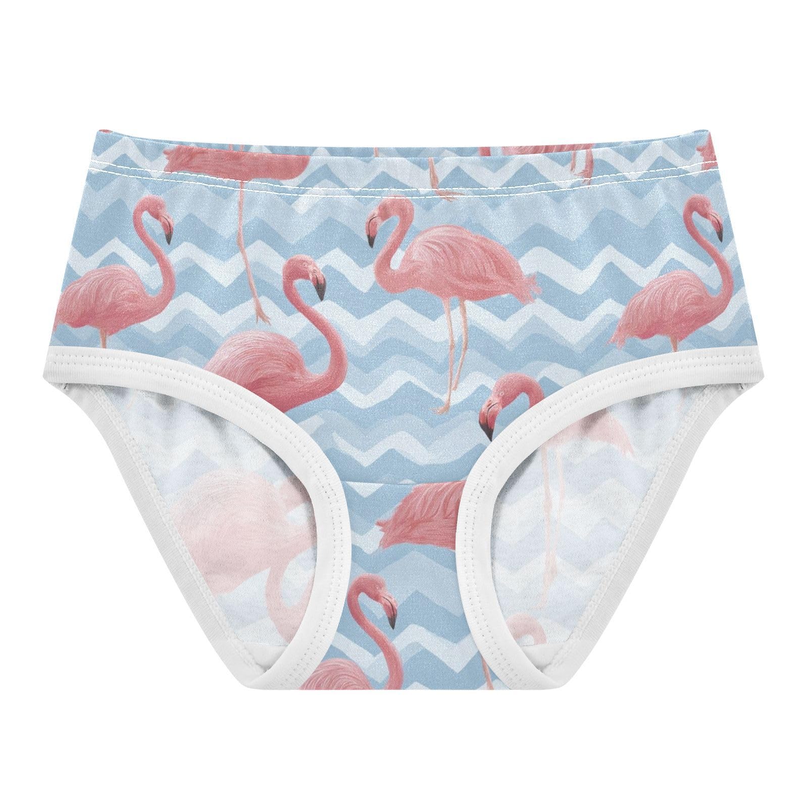 Wusikd Pink Flamingos Blue Zigzag Girls Underwear Cotton Girls Briefs Soft Toddler Underwear 2T