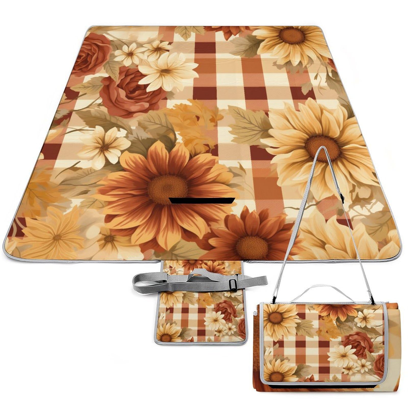 3D Impression Fleurs Couverture Pique Nique Les Les planteses Tapis Pique Nique Nappe Picnic Couverture De Pique-Nique pour Le Voyage, Le Camping, Les Vacances, Etc 148x148cm