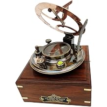 Antique Maritime Sundial Compass | Personalized Engraved Pocket Compass for Him, Copper & Brass Nautical Decor, Sailboat Gift, Vintage Maritime Collectible with Folding Design