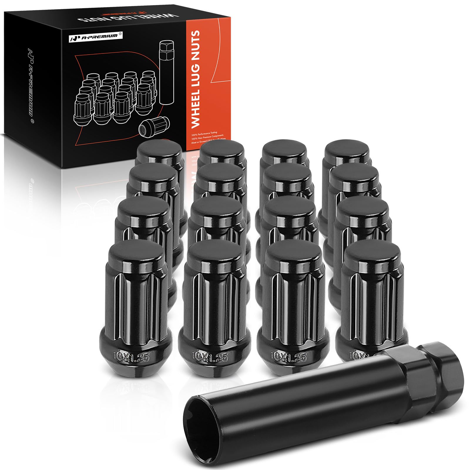 みの Amazon.com: A-Premium 16-PC M10 x 1.25 Wheel Lug Nuts w/Socket Key