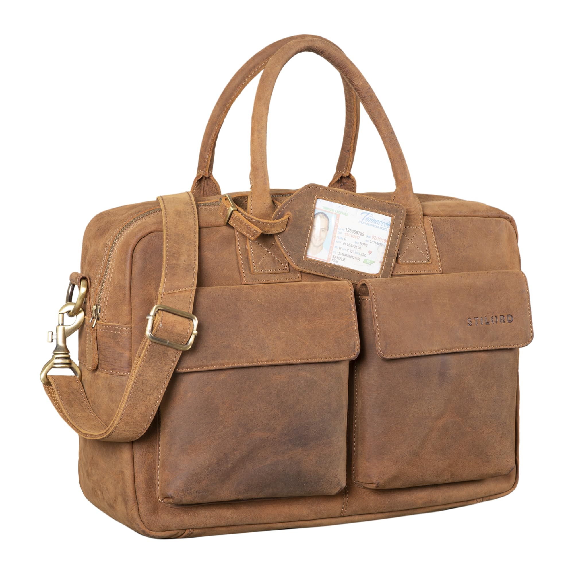 STILORD Carlo Große Umhängetasche Leder Lehrertasche Aktentasche Schultertasche Reise Beruf Freizeit 15,6 Zoll Laptop College Bag Arbeit Büro Farbe:Cognac - braun