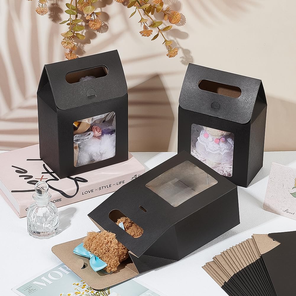 PH PandaHall Goodies Boxes - 24 scatole regalo con finestra, scatole di carta per caramelle, caramelle, caramelle, compleanni, matrimoni, feste, snack, ciambelle, biscotti, caramelle, compleanni