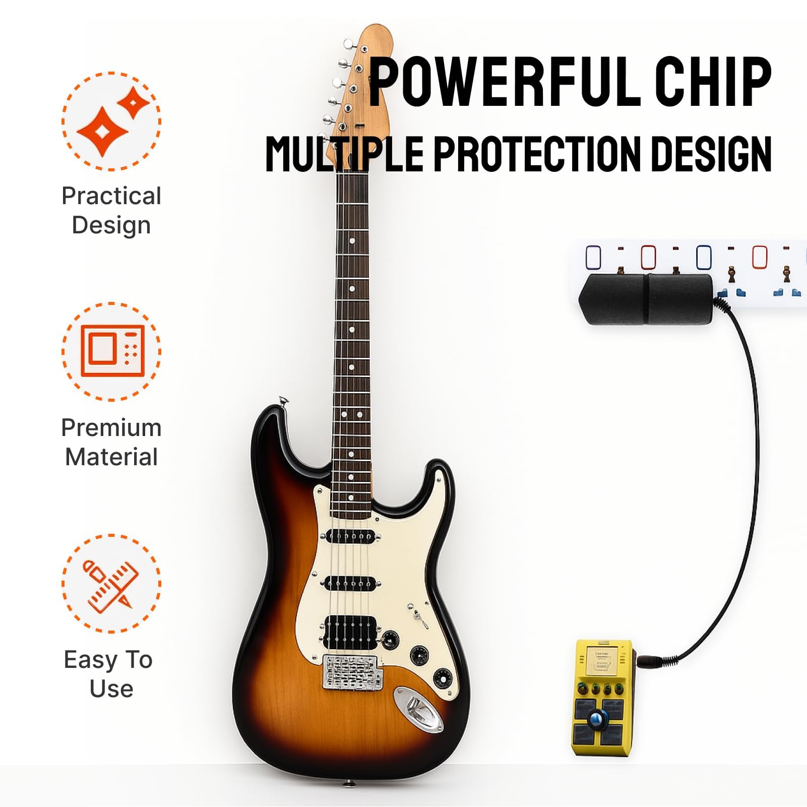Bloc d'alimentation pour Pédale à Effet de Guitare 9V 1A, Adaptateur 9.V pour Pédale Guitare, Boss PSA-120S, JOYO, Looper, Stompbox, Clavier Casio, Alimentation DC 9V pour Pédales d'Effets