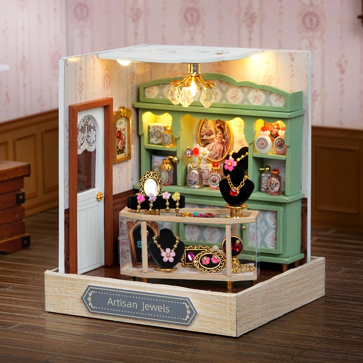 CUTEROOM DIY Miniature Doll House Kits, Wooden Dollhouse-Exquisite Jewelry