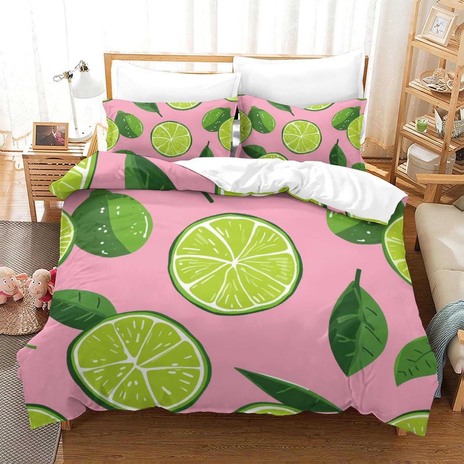Housse de couette citron douce 220x240 fermeture éclair facile d'entretien