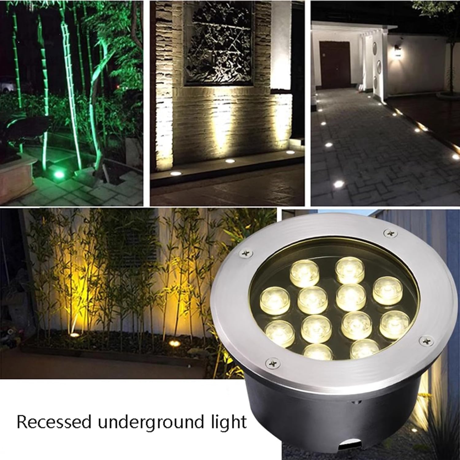PUROXX LED In Ground Lights Outdoor Underground Light IP66 Waterproof Recessed Buried Lights for Driveway, Deck, Step, Garden Round Landscape Lamp, AC85-265V (Color : Red, Size : 9W) (Color : Blue,