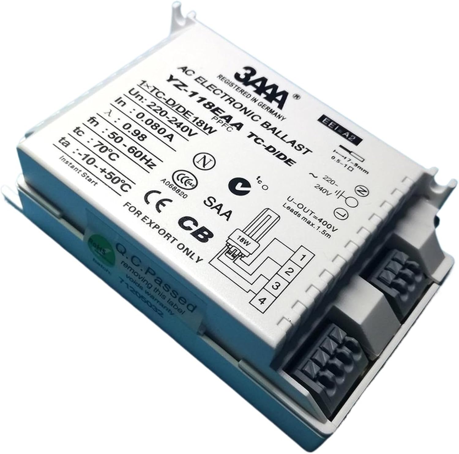 1PCS 18W AC Electronic Ballasts for 1×T5-D/DE Fluorescent Lamp YZ-118EAA TC-D/DE 220-240V