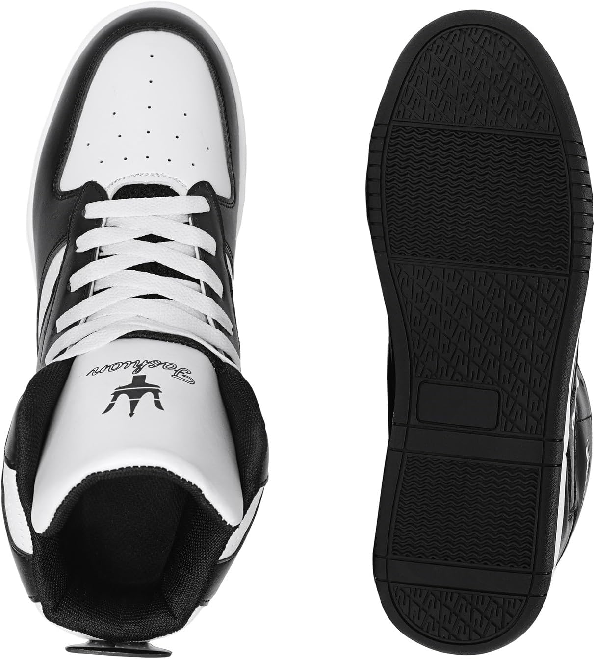 Men's Fashion High Top Sneakers Comfort Casual Walking Shoes (White/Black, Adult, Men, 7.5, Numeric, US Footwear Size System, Medium) - Image 5