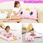 Kid Sleeping Bag with Pillow - Larger Toddler Nap Mat - Plush Slumber Bag for Boys Girls Daycare Preschool Kindergarten Birthday Gift Travel Sleepover Ages 3-12 Years