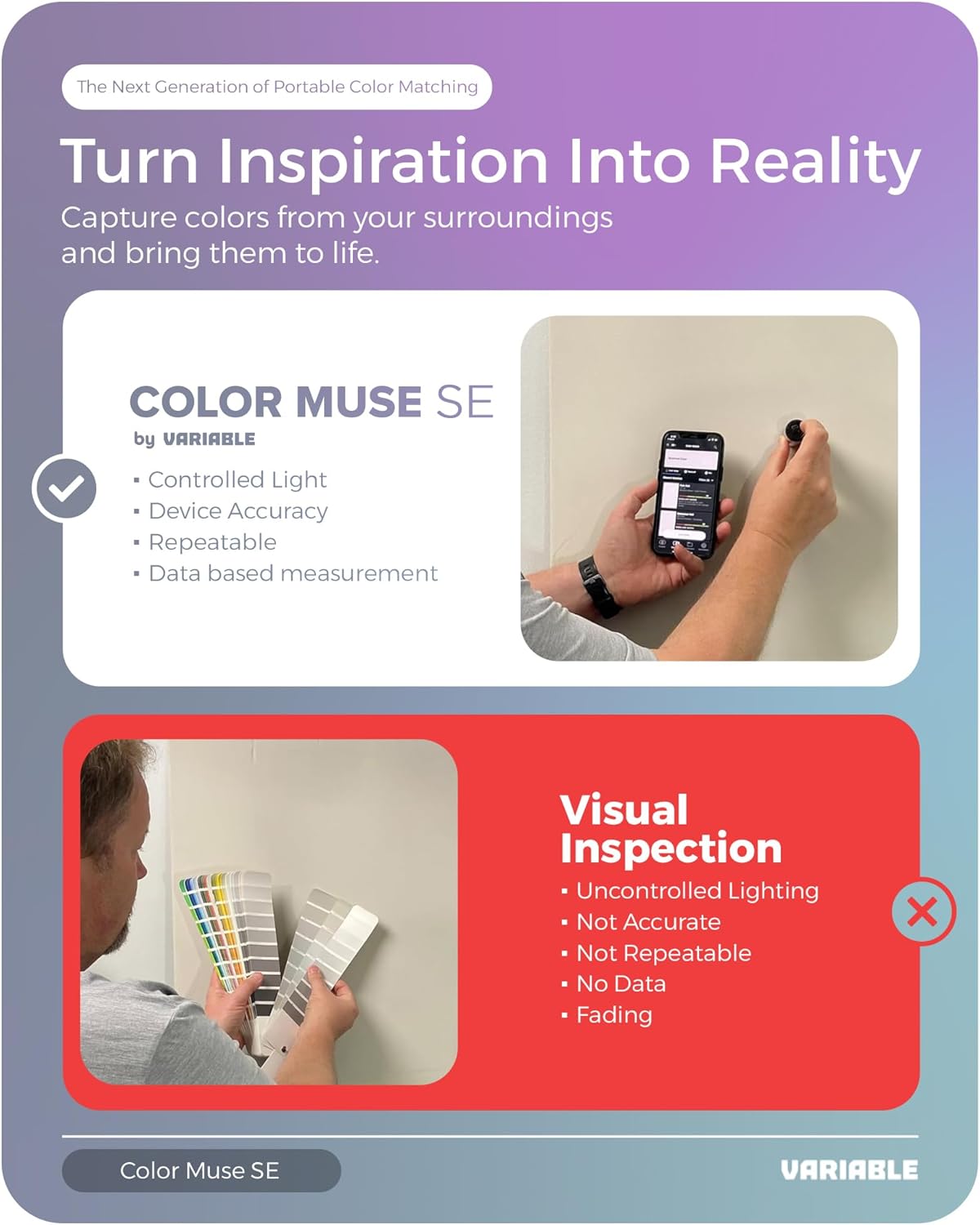 COLOR MUSE SE Colorimeter, Paint Color Matching Tool, Portable Digital Color Values, Reader, Sensor, Identify Closest Matching Paint and Scanner Device for Painters, Designers