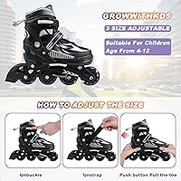 Vista 7 de Adjustable Inline Skates for Kids and Teens Ages 4-16, All 8 Wheels of Inline Roller Skates Light Up, Safe and Fun Illuminating for Outdoor Indoor