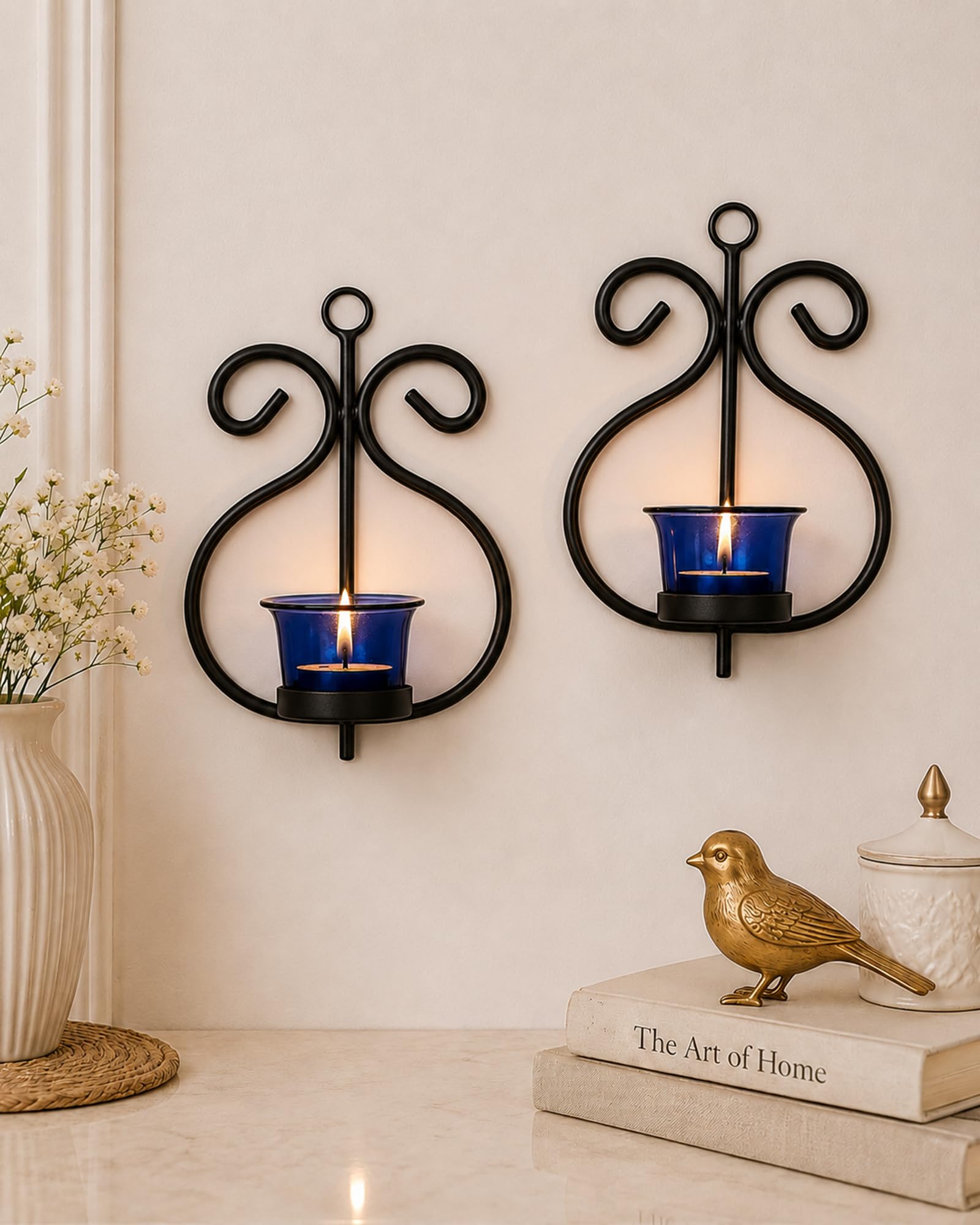 Homesake Diwali Candle Sconces - Set of 2 with Candles -9 Homesake Diwali Candle Sconces - Set of 2 with Candles -9