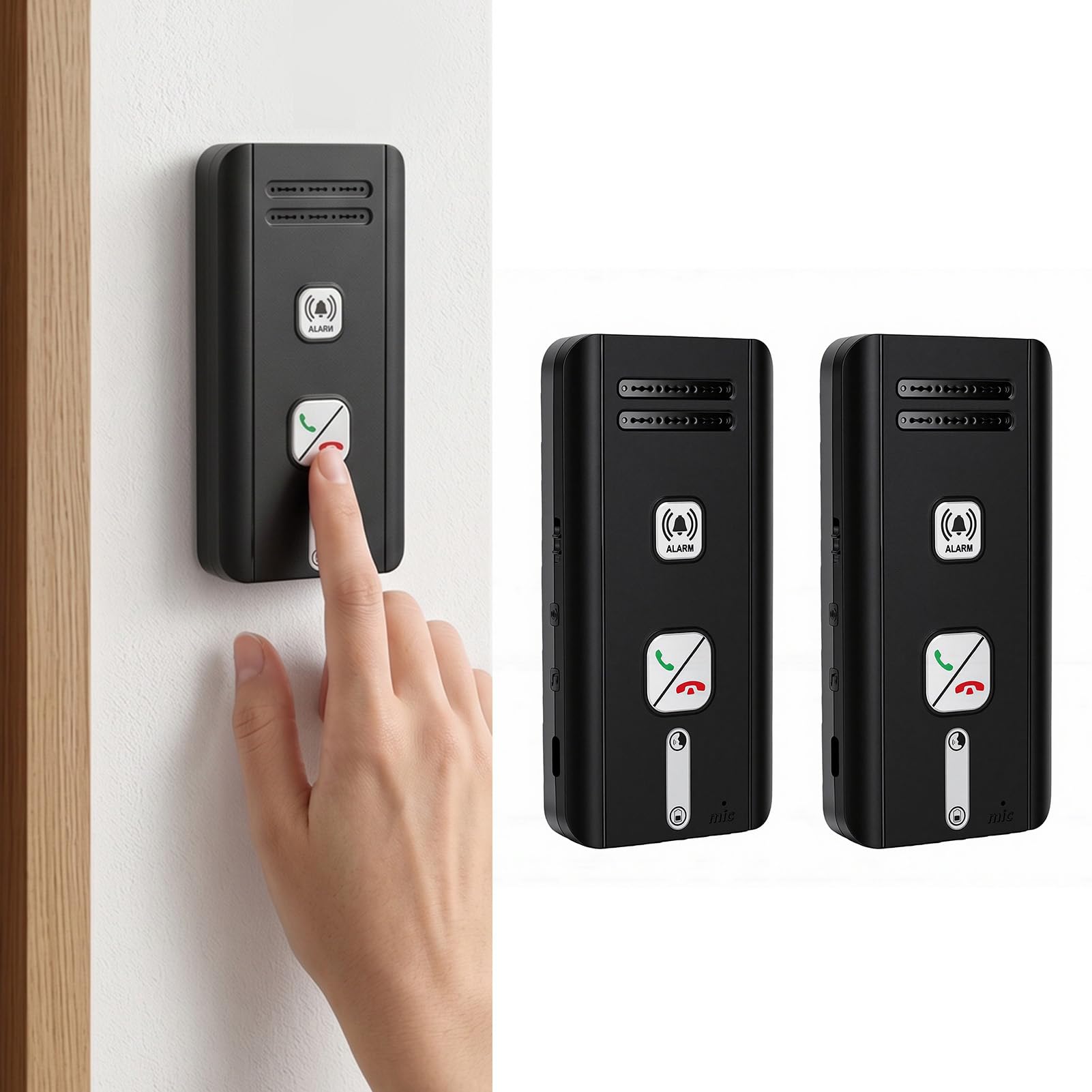 Bewinner Système D'Interphone sans Fil à 2 Voies, Interphone Domestique Duplex Intégral Longue Portée de 500 M avec Réponse Automatique et Diffusion de Groupe, pour le Bureau à Domicile (BLACK)