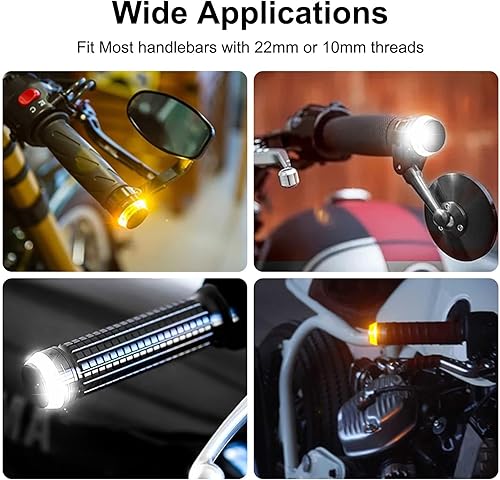 Miniatura 8 de Linkstyle 2 luces intermitentes para motocicleta, 12 luces LED indicadoras de giro, luz frontal de manillar blanco ámbar para motocicleta de 12 V