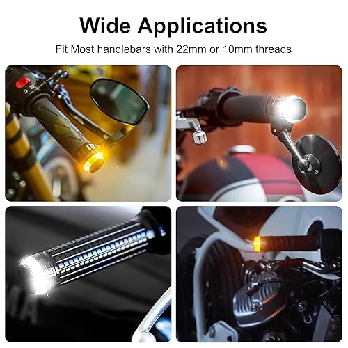 Miniatura 8 de Linkstyle 2 luces intermitentes para motocicleta, 12 luces LED indicadoras de giro, luz frontal de manillar blanco ámbar para motocicleta de 12 V