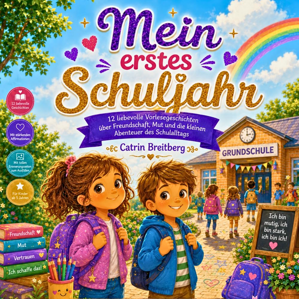 Mein erstes Schuljahr: 12 liebevolle Vorlesegeschichten über Freundschaft, Mut und die kleinen Abenteuer des Schulalltags für Kinder ab 5 Jahren inkl. Affirmationen
