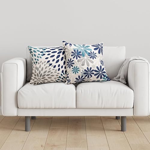 Miniatura 6 de Juego de 4 fundas de almohada azules de 16 x 16 pulgadas, fundas decorativas para sofá, para interiores y exteriores, decoración del hogar