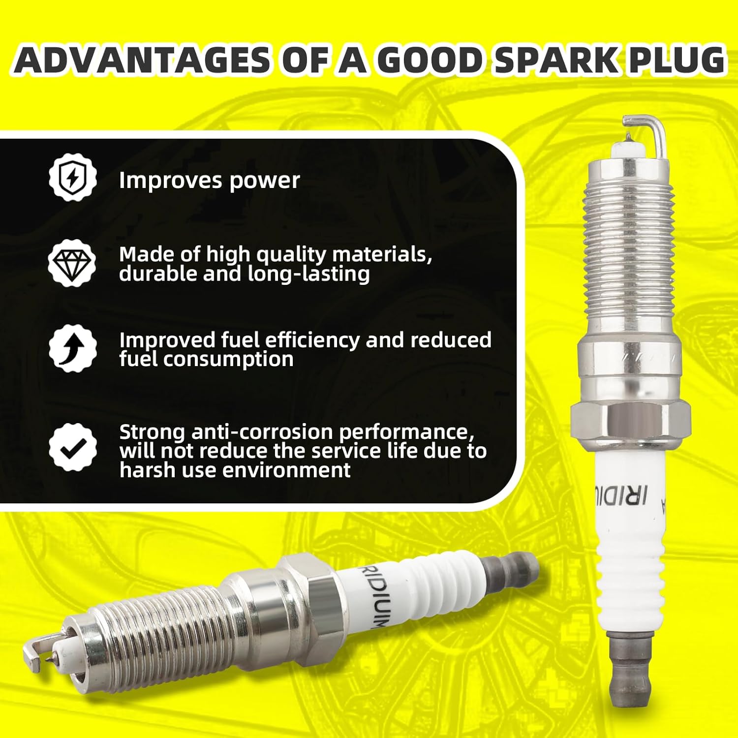 Set of 4 Ignition Coils Pack UF674 BM5Z-12029-B & 4 PCS Iridium Spark Plugs Compatible with Ford 2013 2014 2015 2016 Escape Fiesta Fusion Transit Connect 1.6L L4