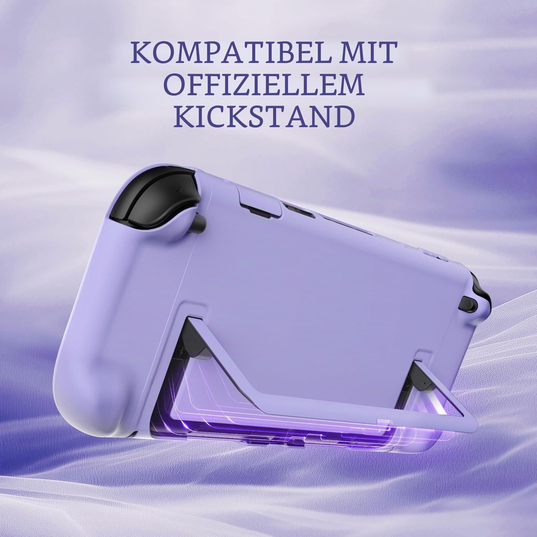 PlayVital Schutzhülle für Nintendo Switch 2, Dockbare Hülle Hardcase mit ergonomische Griffhülle, Silikon-Tastenpads, Thumbstick-Caps&Aufkleber für Switch 2, niedlich, kratzfest, stoßfest, Hellviolett