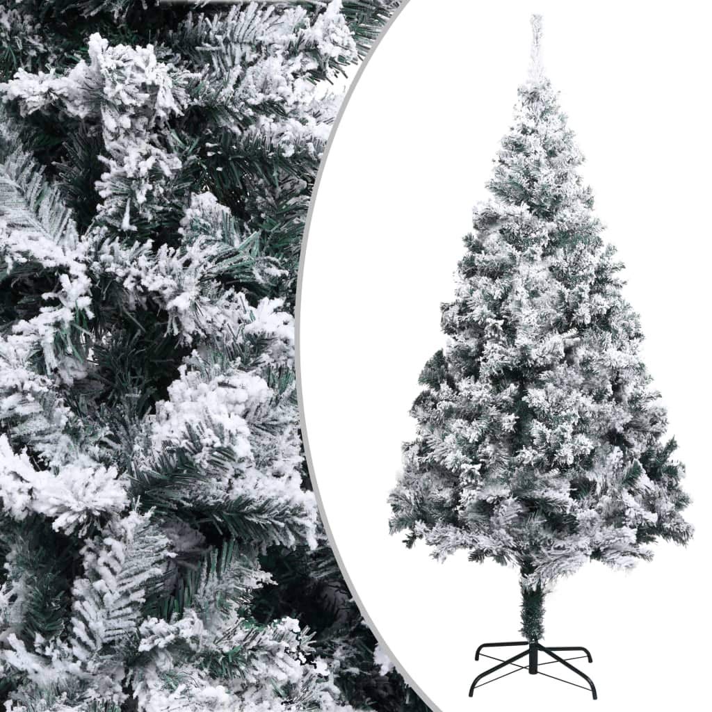Künstlicher Weihnachtsbaum mit Schnee Grün 210 cm PVC, 1210 Spitzen, extra Dicke Äste, Metallständer, Innen- und geschützter Außenbereich für Festliche Weihnachtsdekoration und