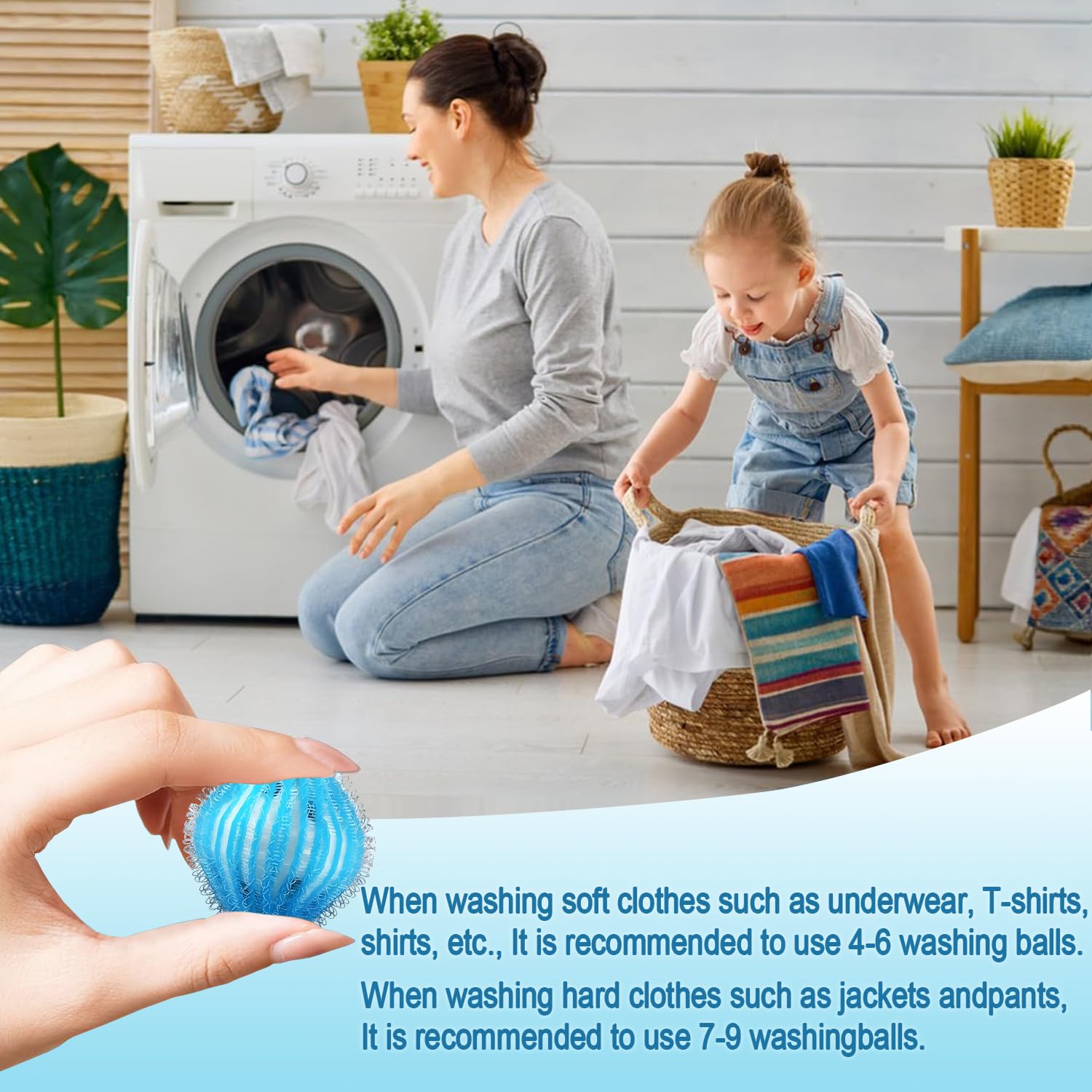 Anti Poil Machine à Laver，Réutilisable Boule Anti Poils Machine a Laver，Enlever des Vêtements Poils Animaux Machine a Laver，Attrape Poil Machine a Laver pour Vêtements et Literie (Bleu) - 3