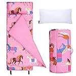 Wildkin Kids Microfiber Nap Mat - Soft Sleep Mat with Pillow, Ideal for School & Travel - Horses