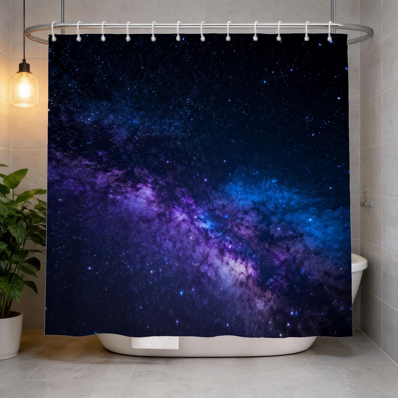 Hongduo 3D Starlight Shower Curtain for Stalls Bathtubs Galaxy Space Bathroom Decor Shower Curtain Set Polyester Fabric Waterproof 200x200cm/79X79 Inch with Hooks